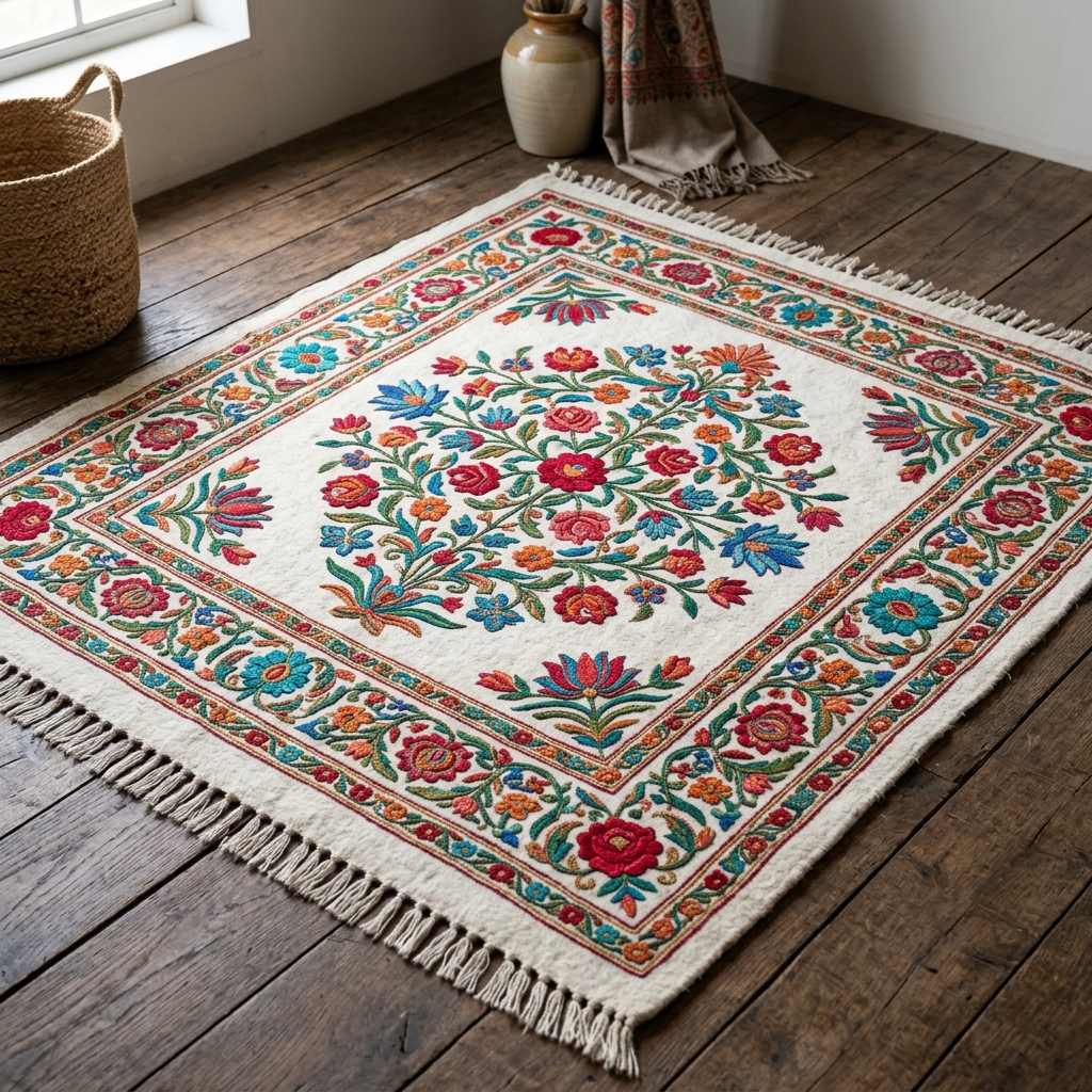 Chain-stitch Felted Namda Rug
